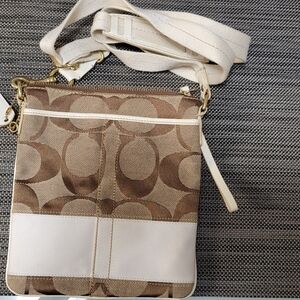 Coach Cream and Brown Crossbody Bag